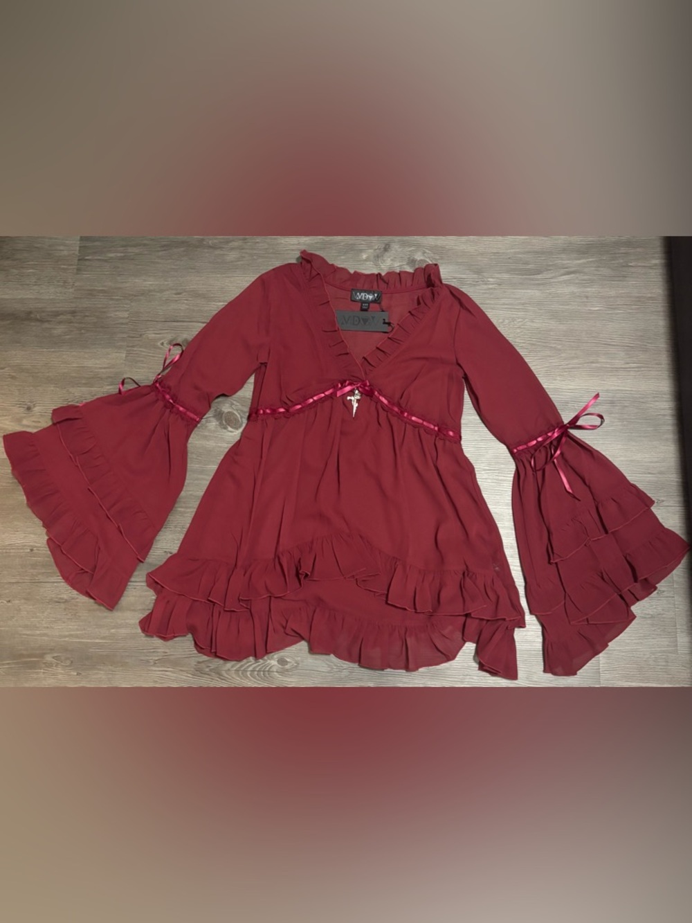 NWT Dolls Kill / Widow Burgundy Real Divinity Mini Dress